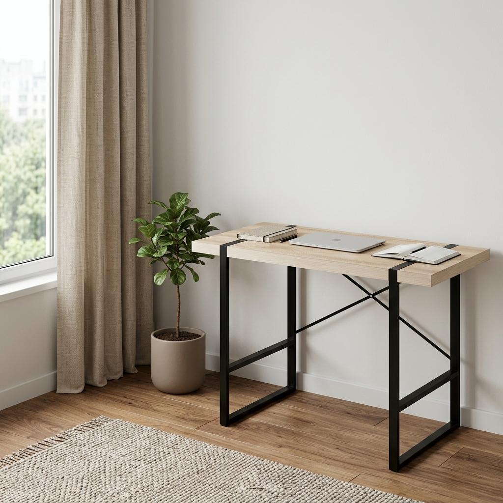 49" Natural and Black Computer Desk