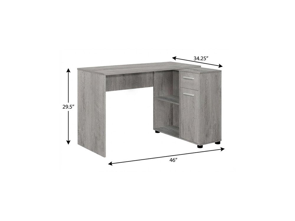 46" Gray Wood L Shape Computer Desk