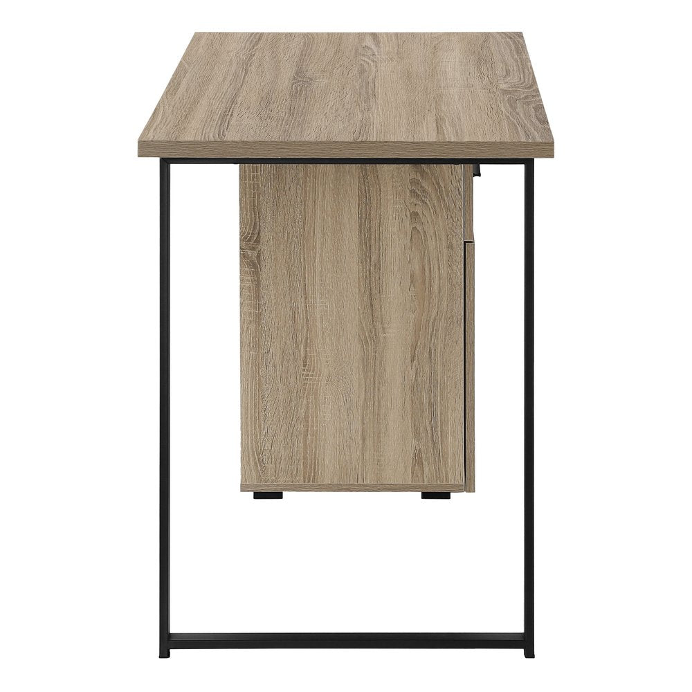 47" Taupe and Black Wood and Metal Sled Computer Desk