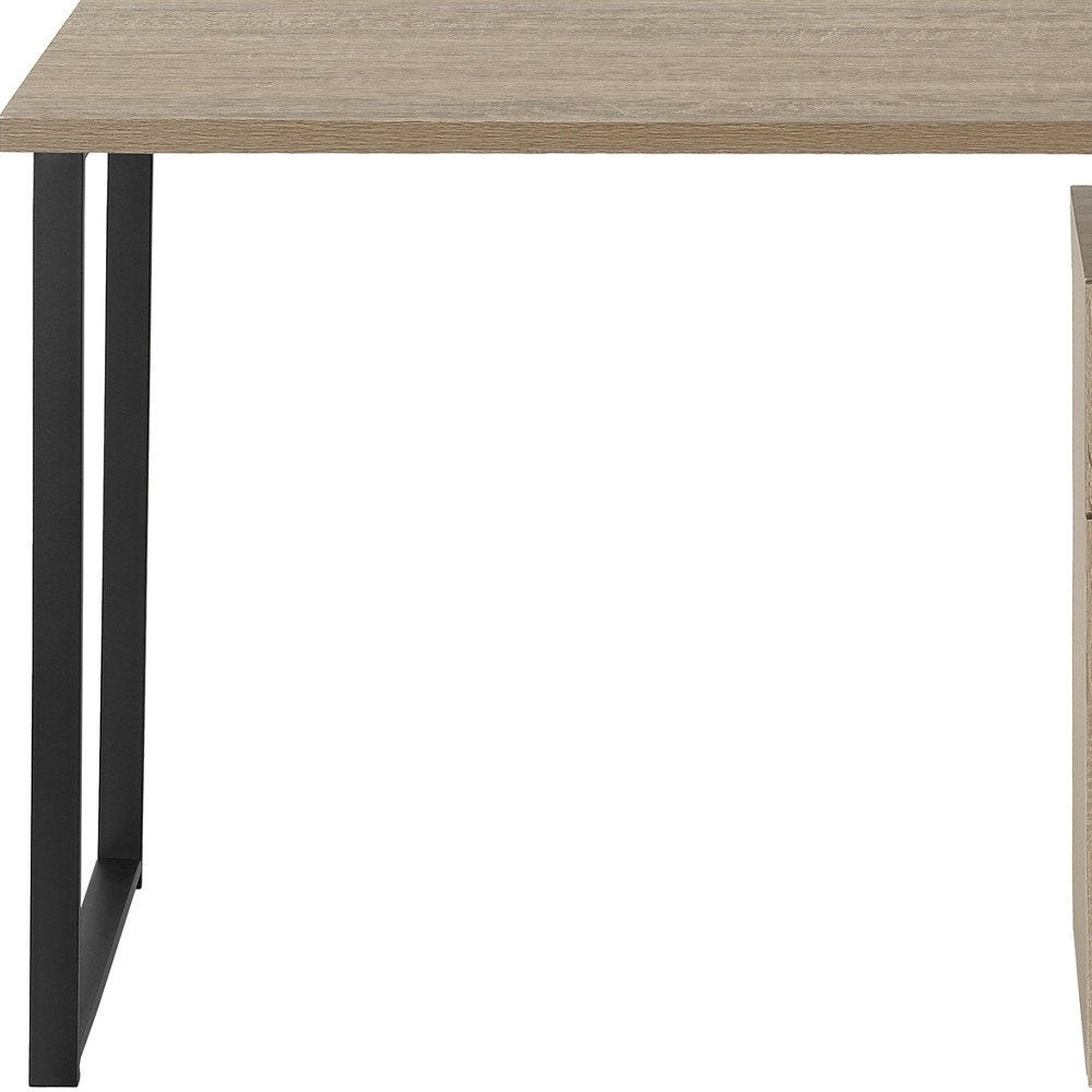47" Taupe and Black Wood and Metal Sled Computer Desk