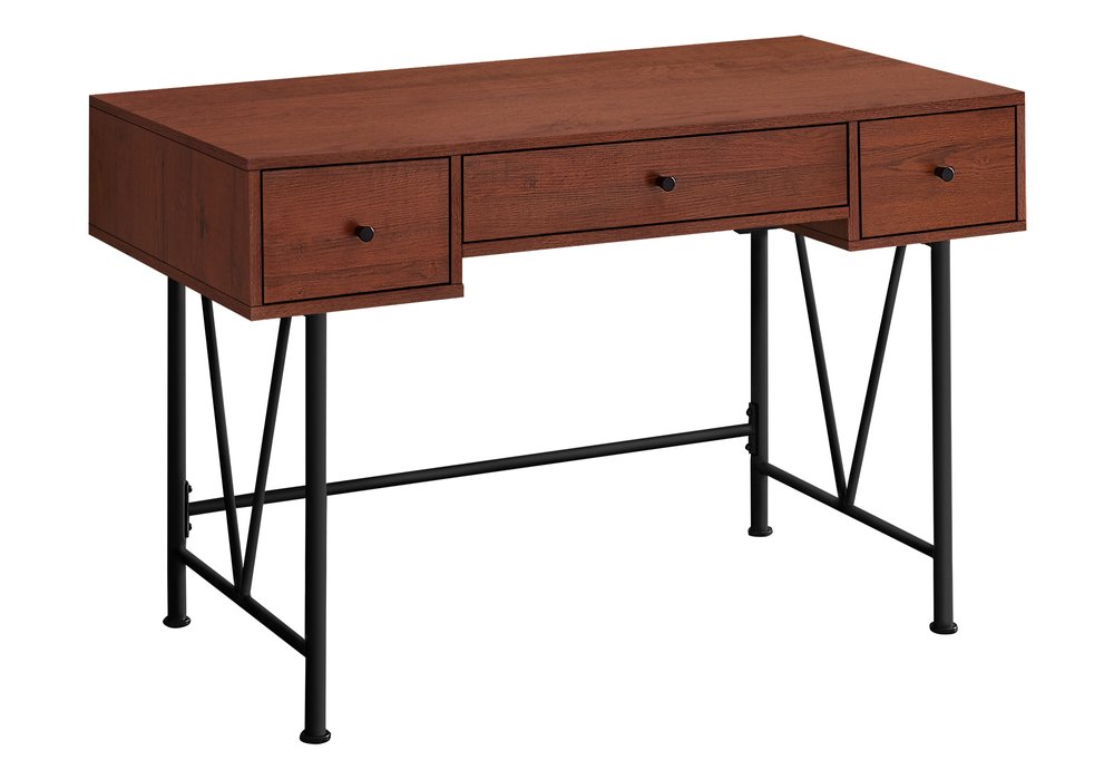 47" Brown and Black Computer Desk With Three Drawers