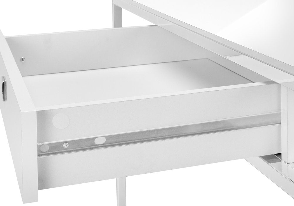 47" White and Silver Wood and Metal Sled Computer Desk
