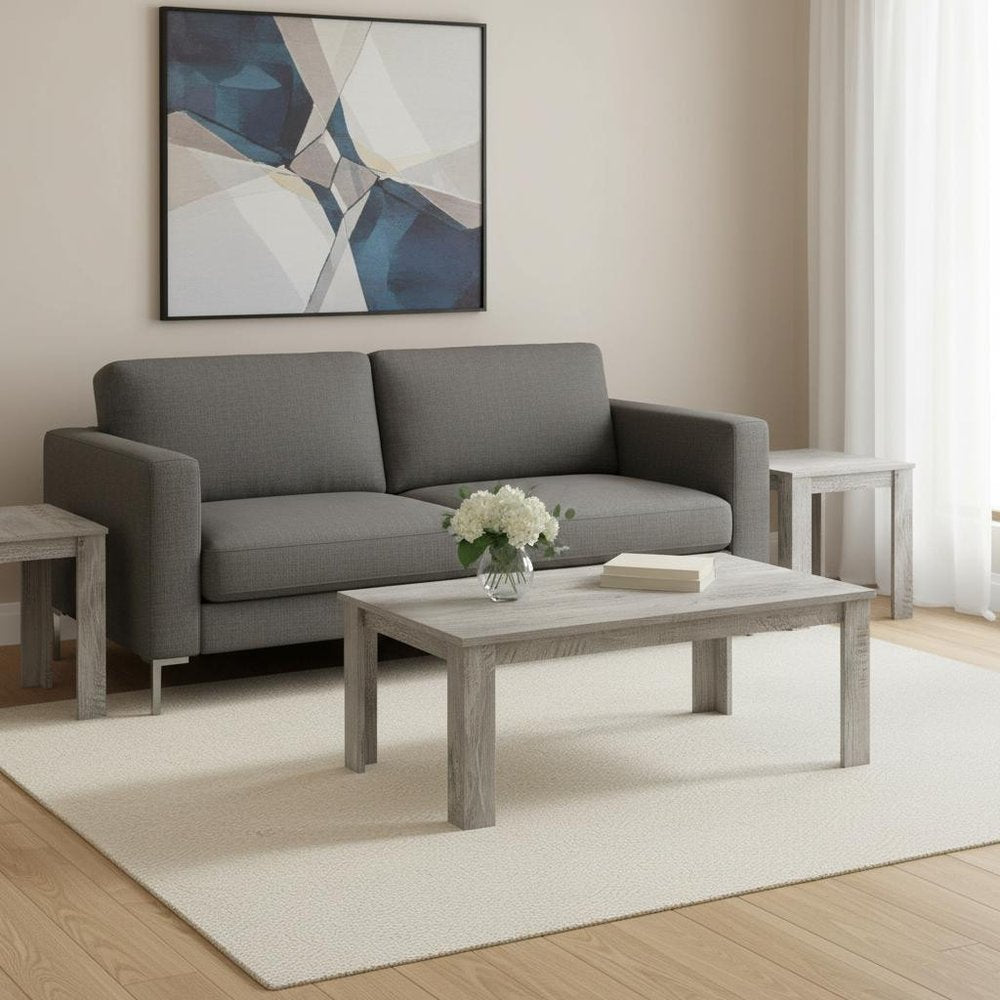 Set of Three 44" Gray Coffee Table