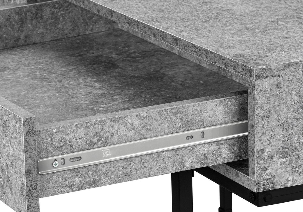 47" Gray and Black Wood and Metal H-Shape Computer Desk With Two Drawers