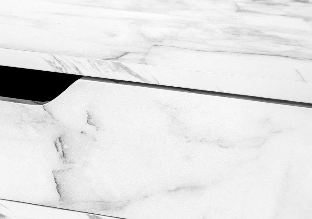 47" White and Black Wood and Metal H-Shape Computer Desk With Two Drawers