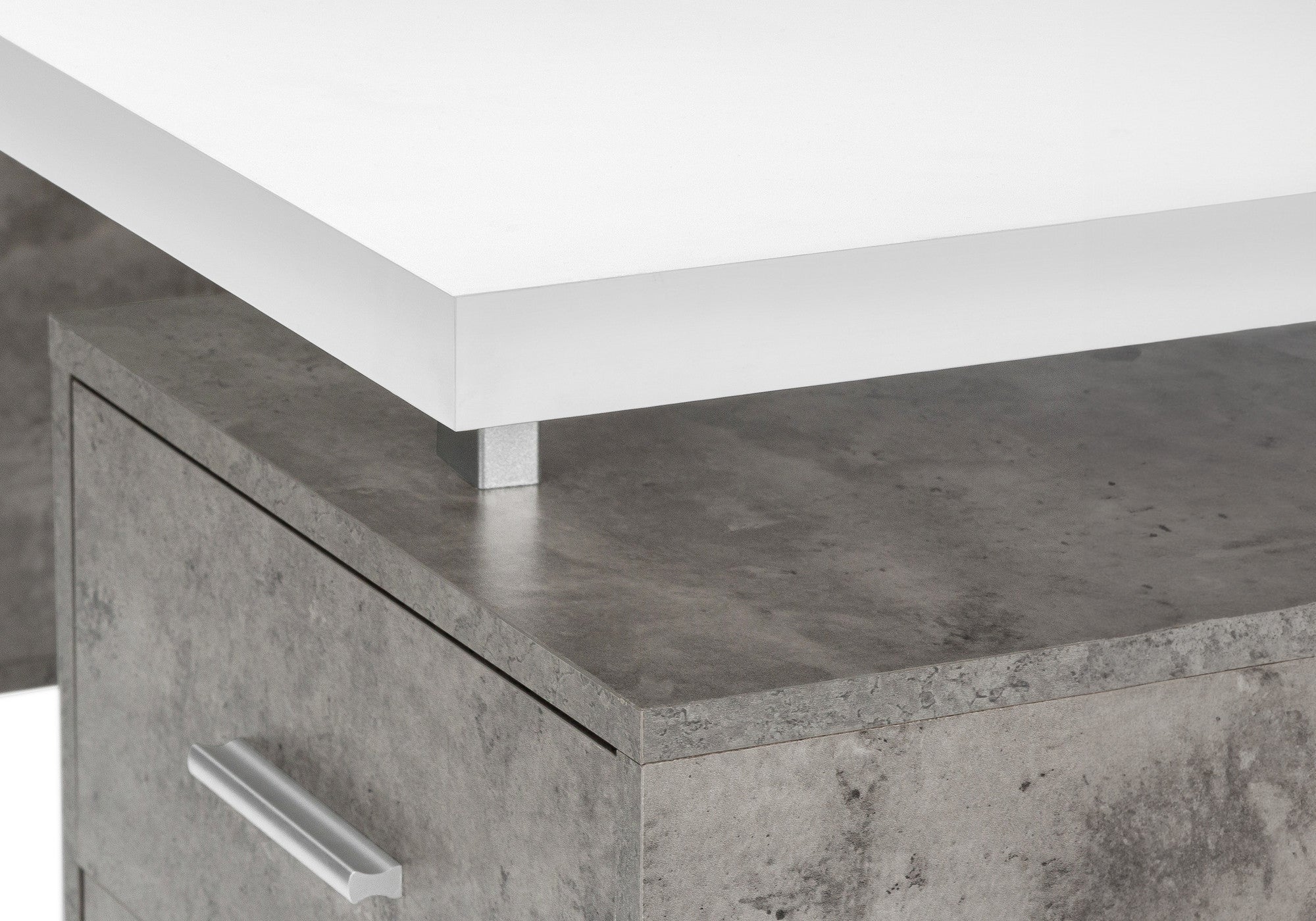60" White and Gray Computer Desk With Three Drawers