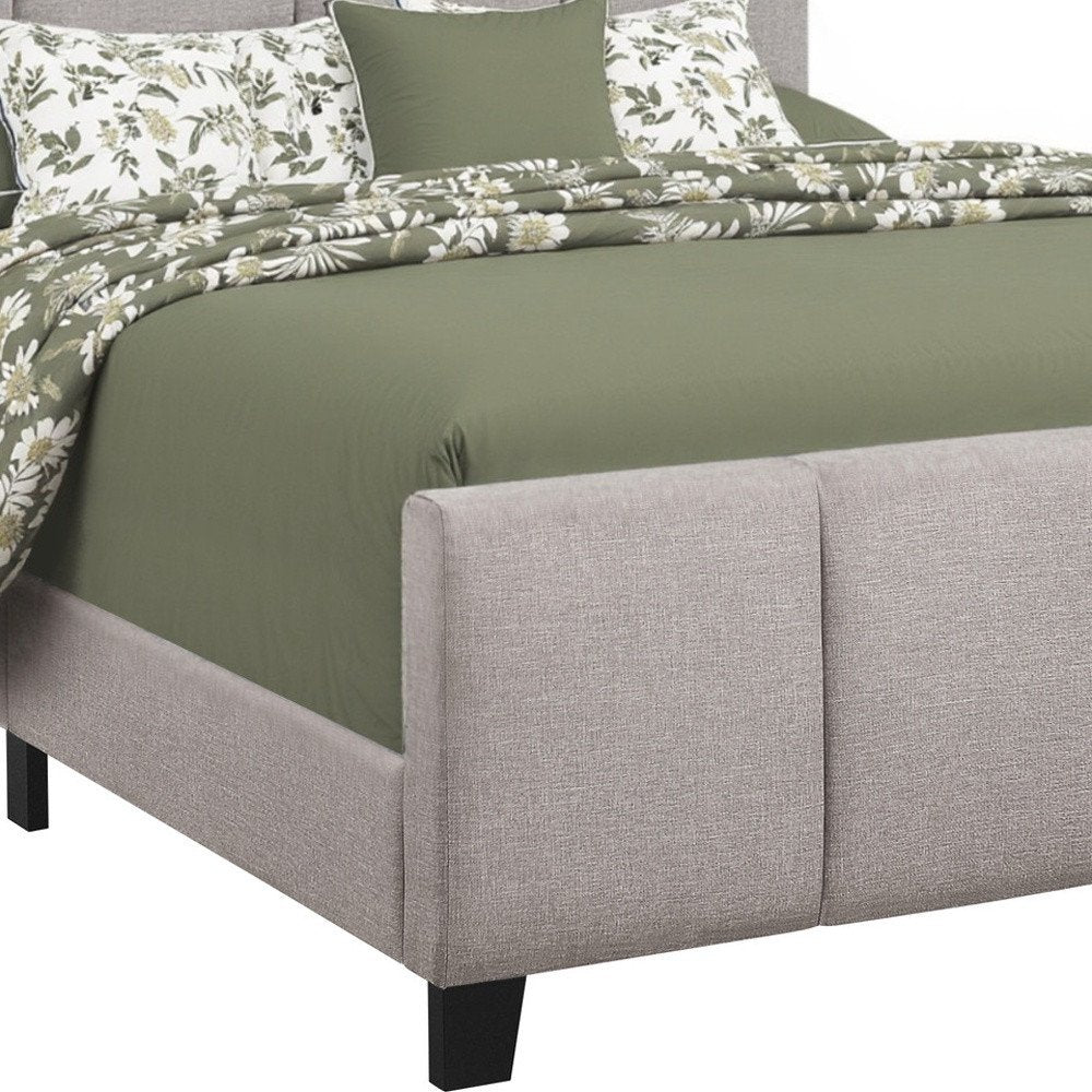 Gray and Black Tufted Linen Queen Bed Frame