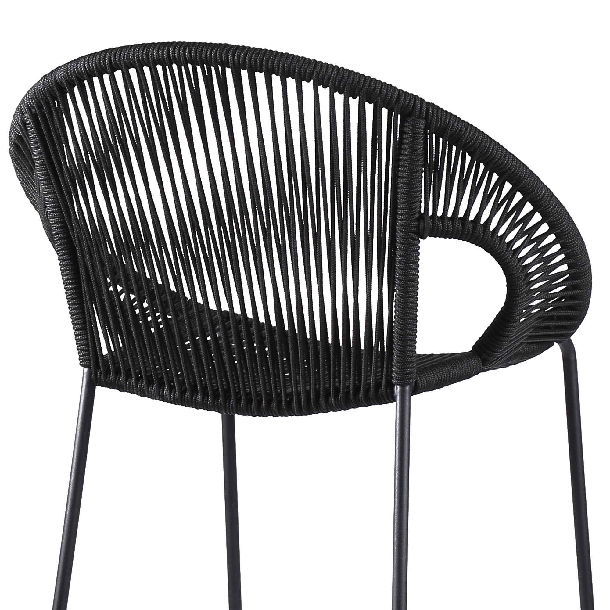 40" Black Metal Low back Outdoor Counter Height Bar chair with Footrest