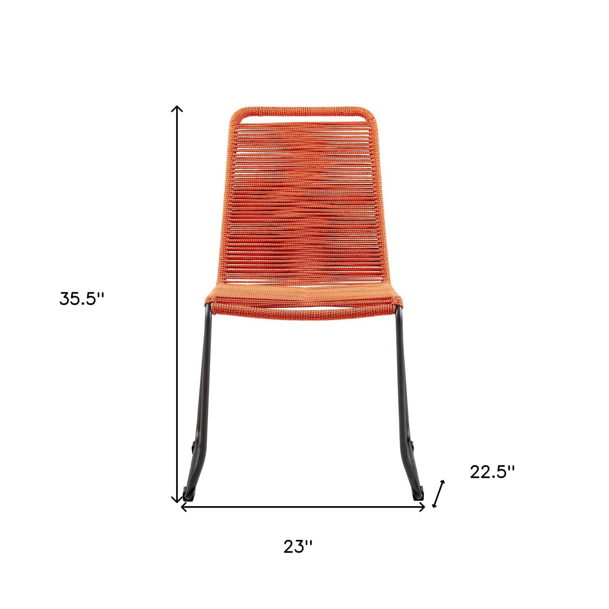 Set of Two 23" Tangerine Metal Outdoor Dining Chair