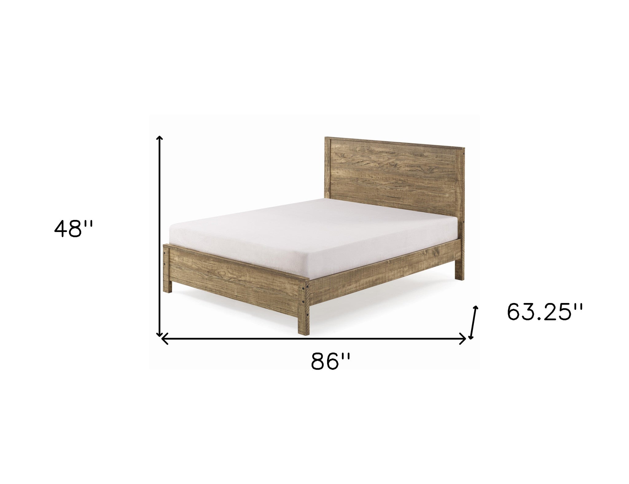Walnut Brown Solid Wood Queen Bed Frame