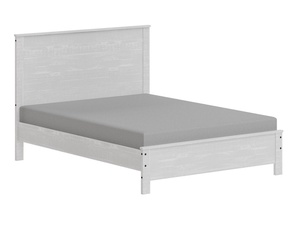 White Shiplap Texture Distressed Solid Wood Twin Bed Frame