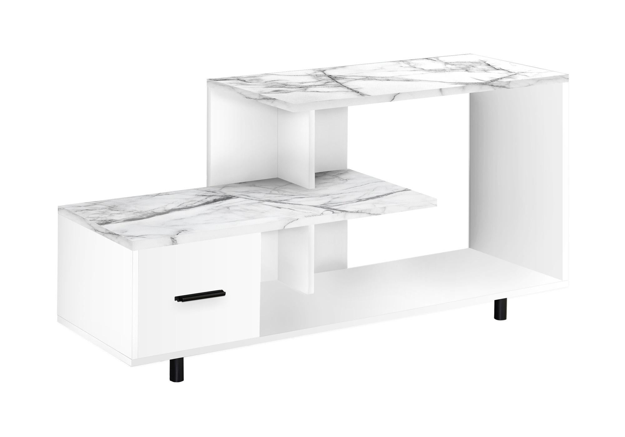 47" White Cabinet Enclosed Storage TV Stand