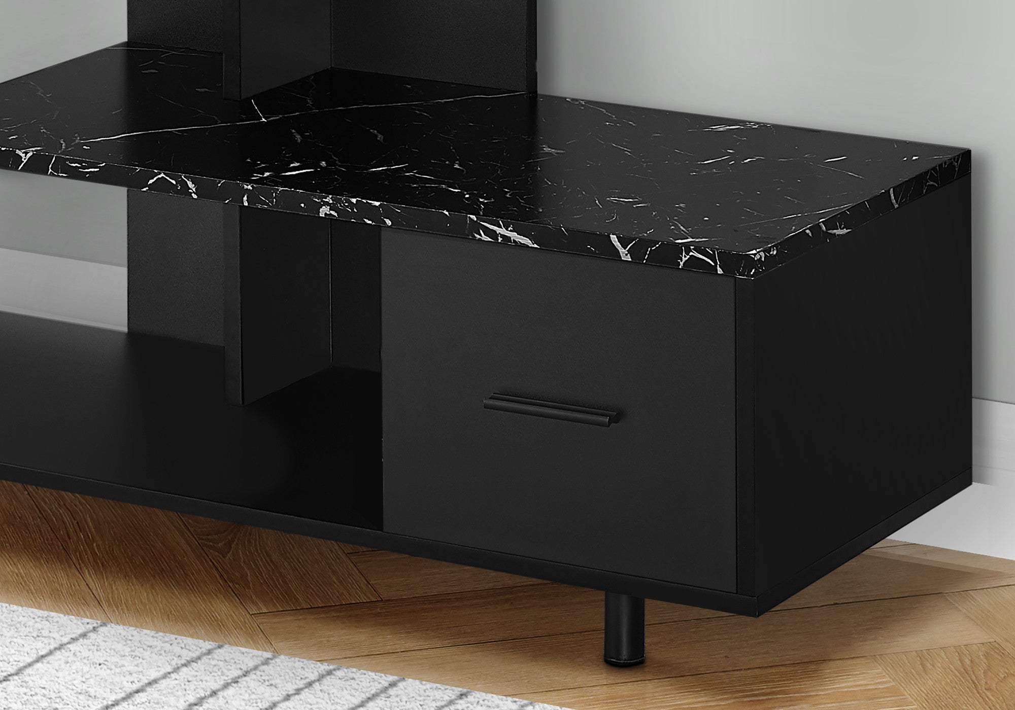 47" Black Cabinet Enclosed Storage TV Stand