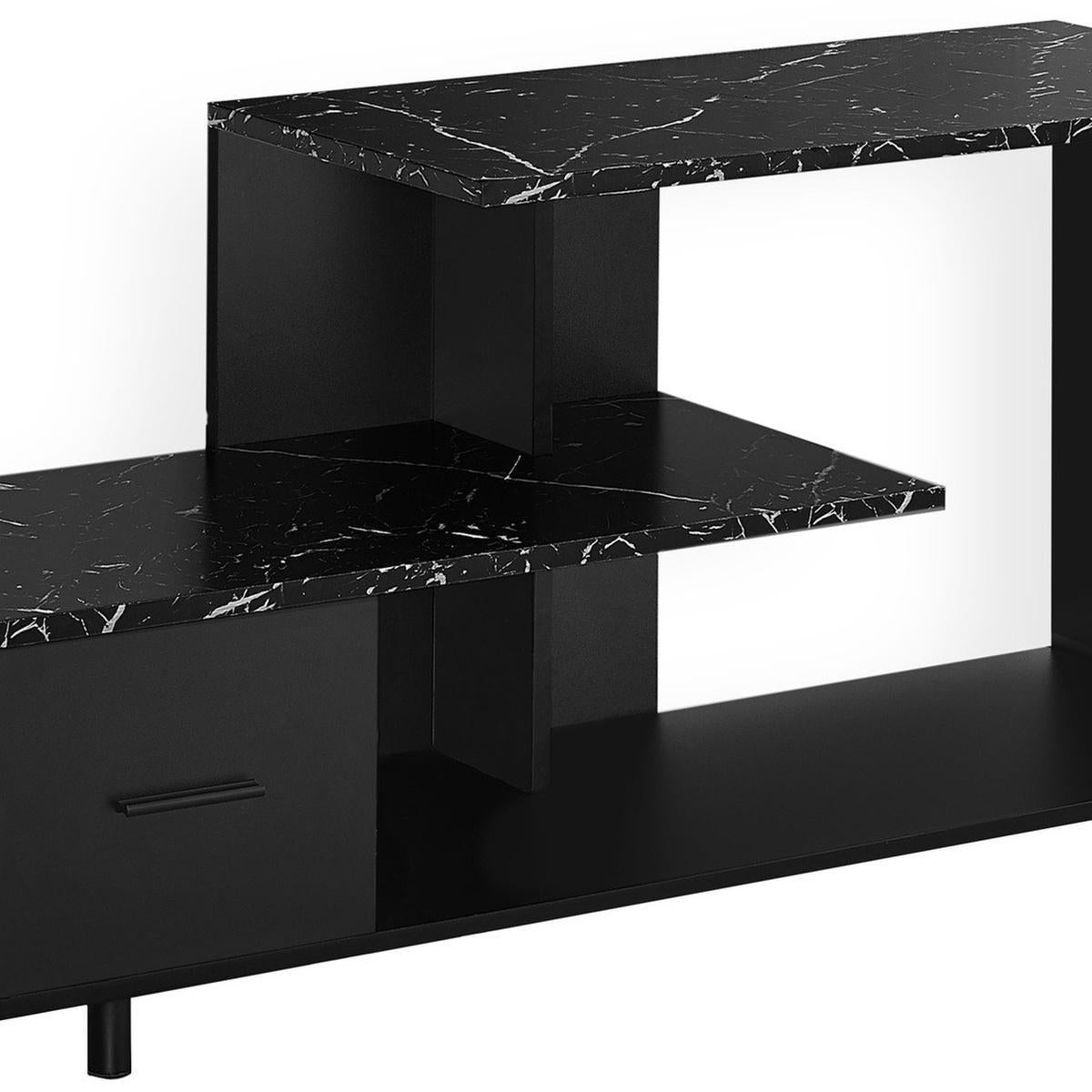 47" Black Cabinet Enclosed Storage TV Stand