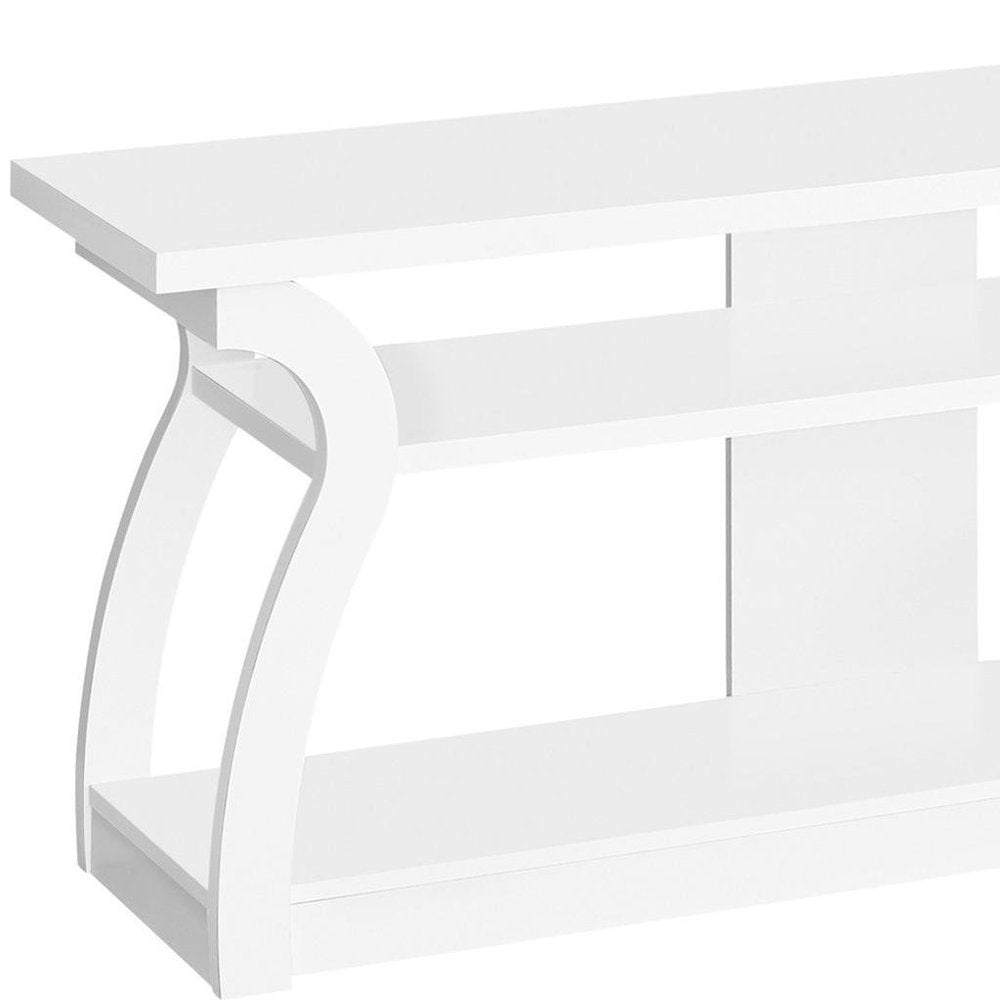 60" White Wood Open Shelving TV Stand