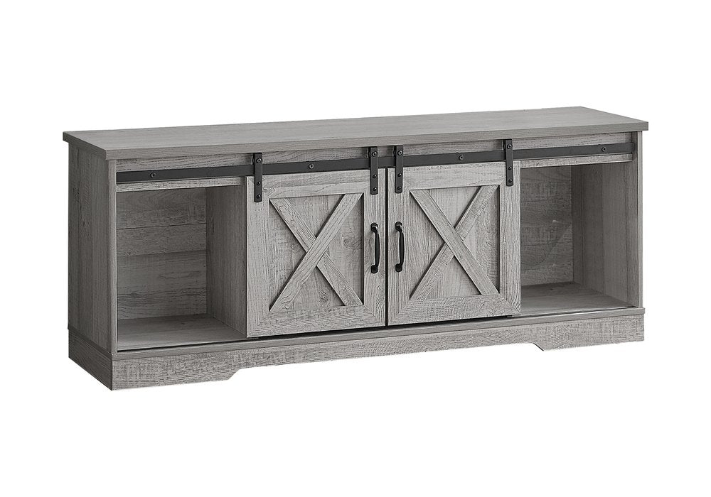 59" Gray Cabinet Enclosed Storage TV Stand