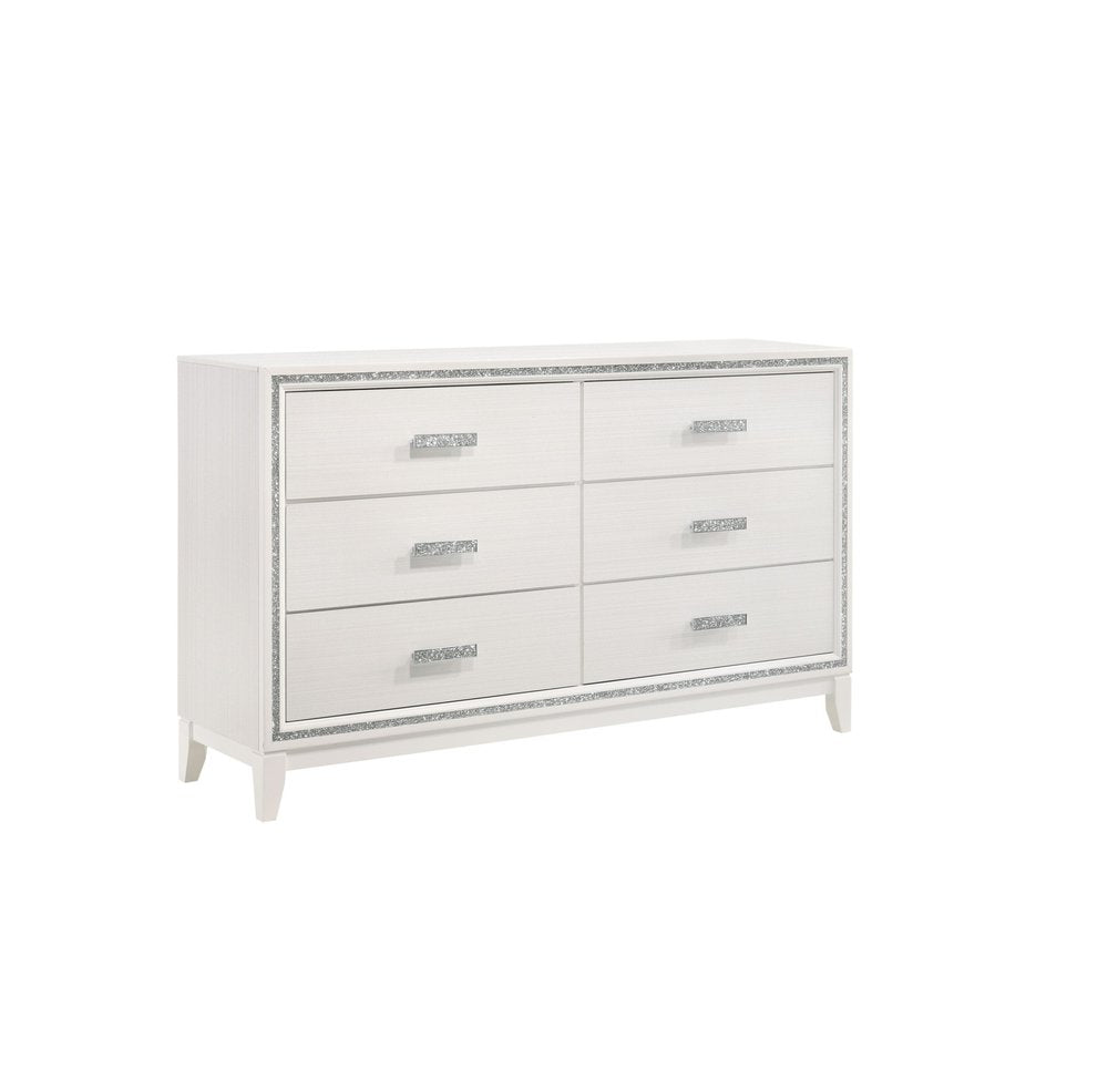 59" Brown Solid and Manufactured Wood Six Drawer Double Dresser
