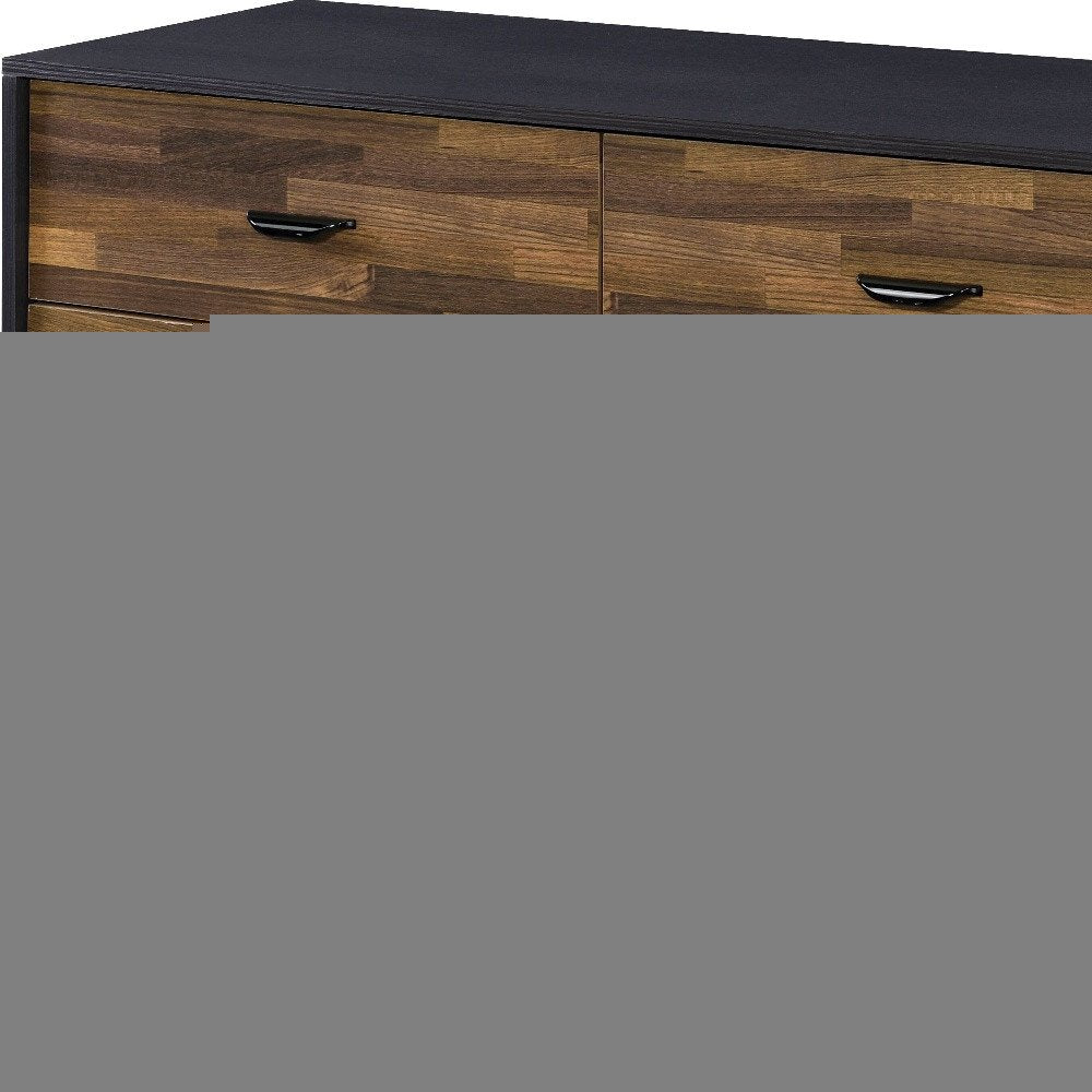 47" Walnut Black And Finish Manufactured Wood Six Drawer Double Dresser