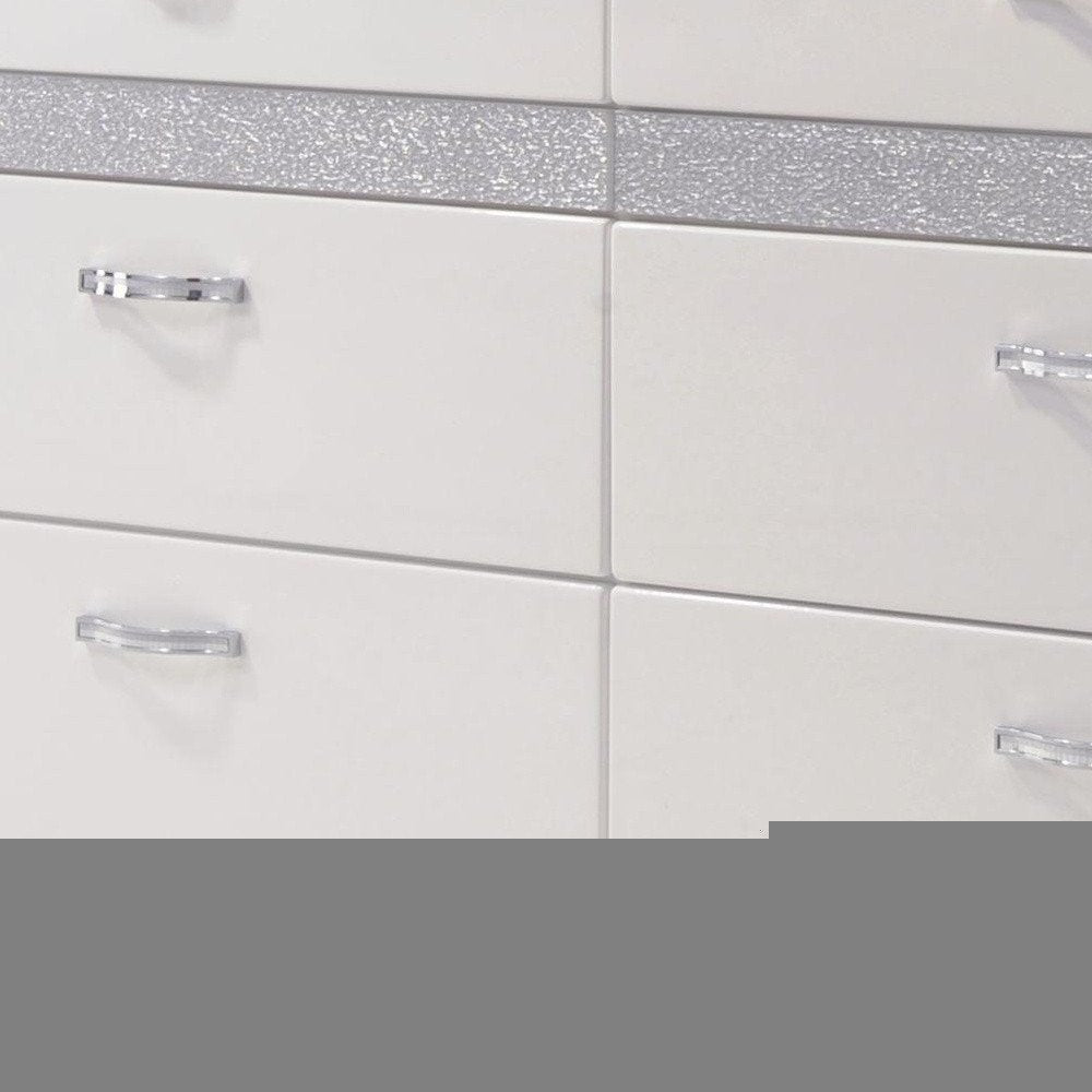 63" White High Gloss Manufactured Wood Eight Drawer Double Dresser
