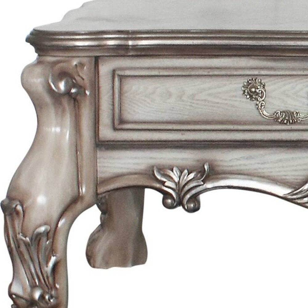 57" Bone Wood Coffee Table With Two Drawers