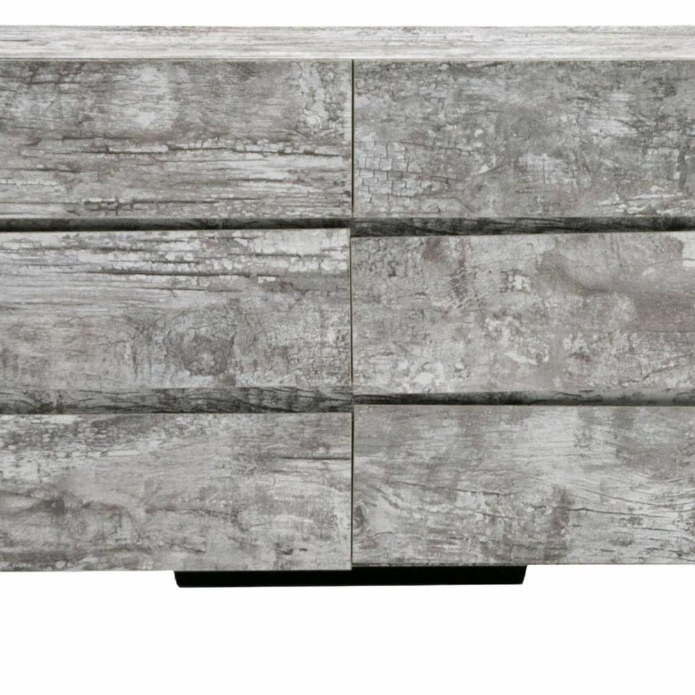 61" Gray Wood Six Drawer Double Dresser