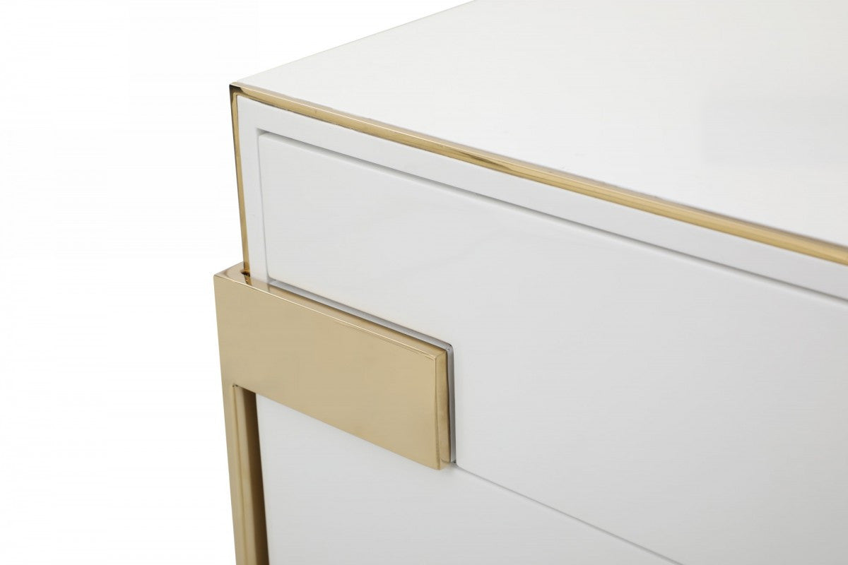 60" Gold and White Solid and Manufactured Wood Six Drawer Double Dresser