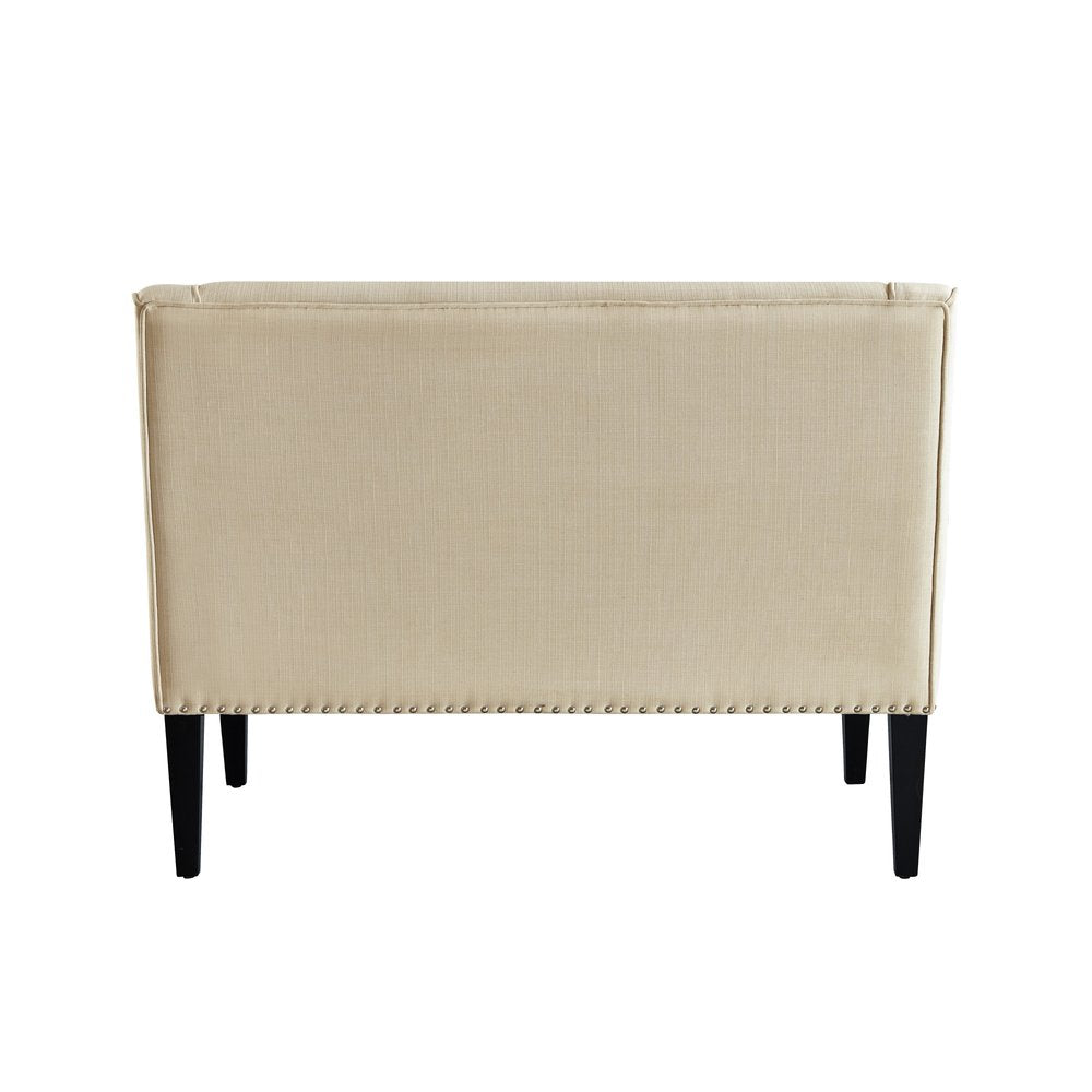 45" Blush And Brown Upholstered Velvet Bench