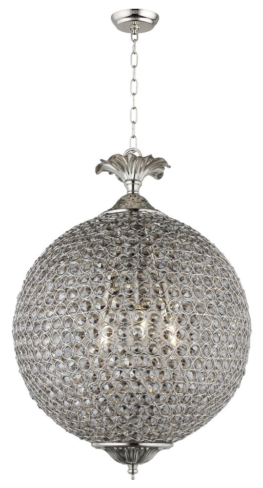 Silver Unique Statement Three Light Metal and Crystal Glass Chandelier With Clear Shades
