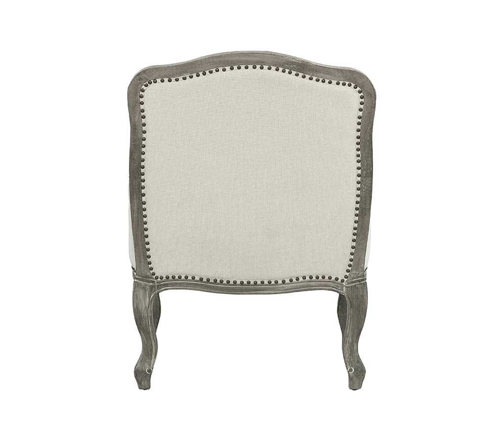 29" Cream And Brown Linen Arm Chair
