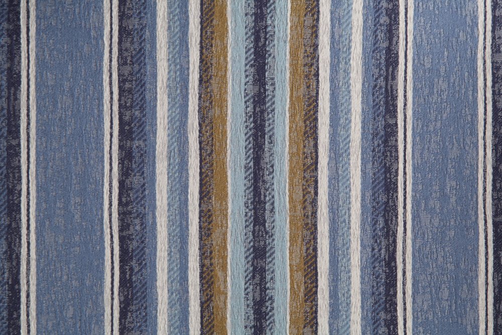 31" Blue and White Fabric Striped Wingback Chair And Toss Pillow