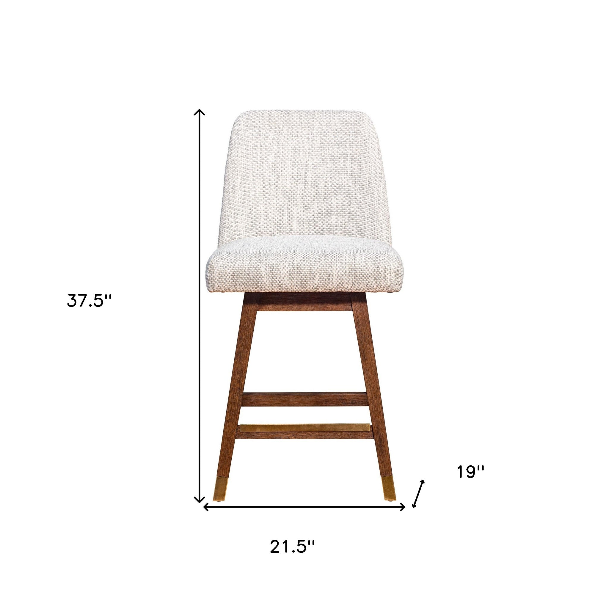 26" Beige And Brown Solid Wood Counter Height Swivel Bar Chair