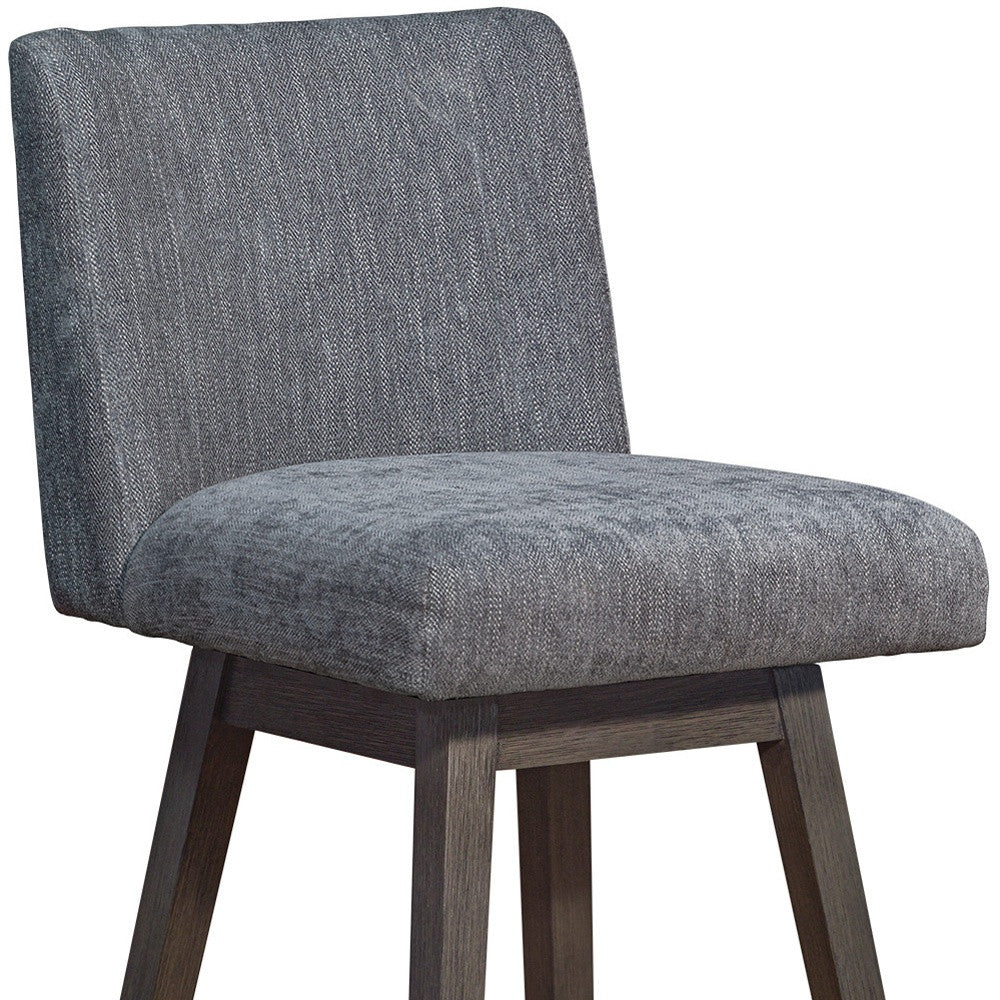 30" Gray And Brown Solid Wood Bar Height Swivel Bar Chair