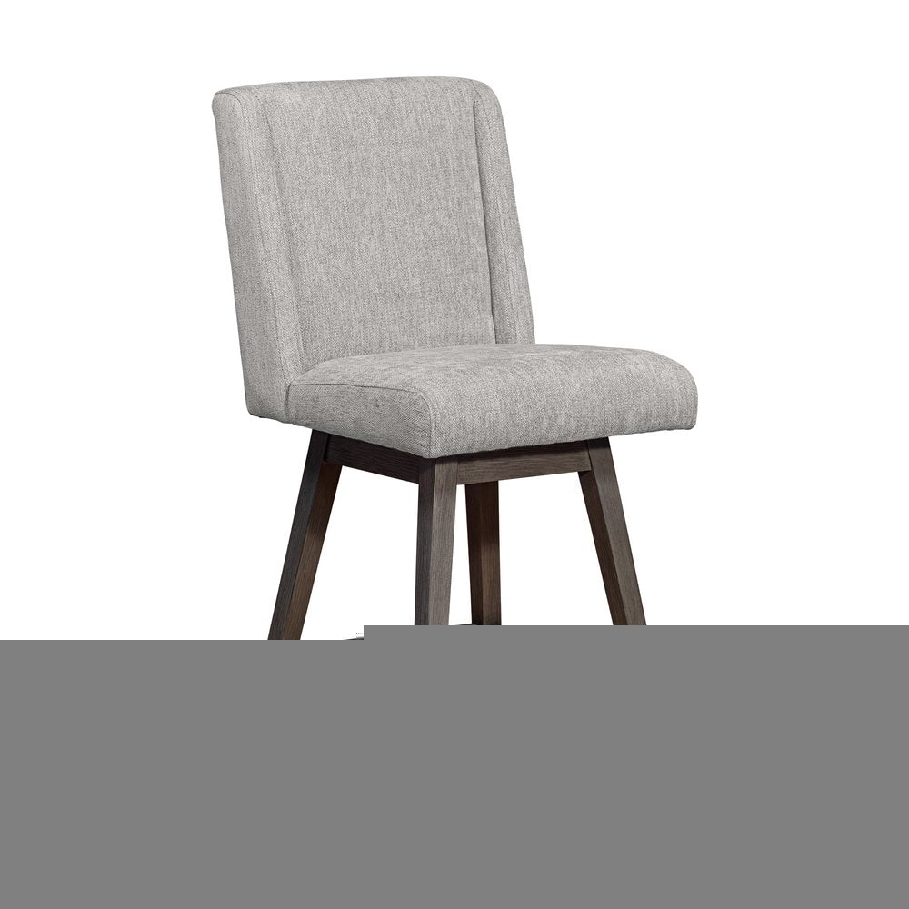 26" Brown and Gray Fabric and Solid Wood Counter Height Swivel Bar Chair