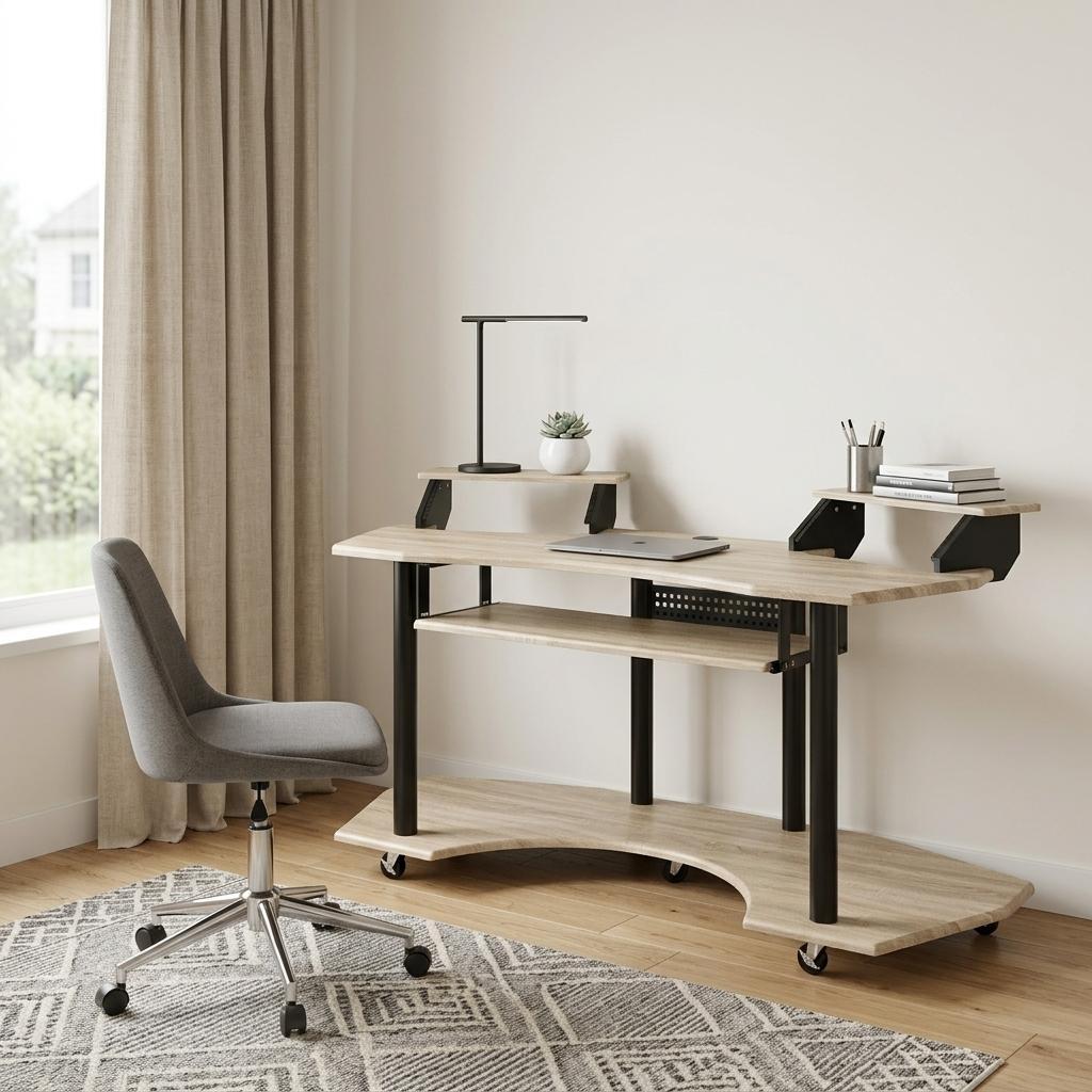 71" Natural and Black Music Recording Studio Desk