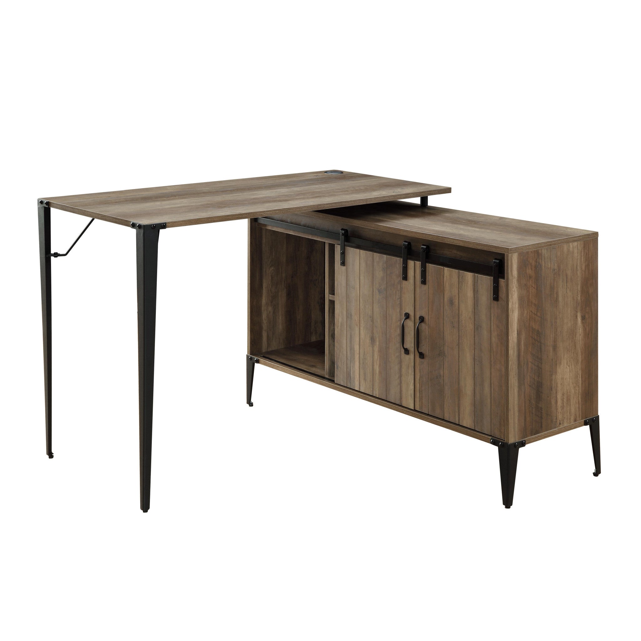 48" Brown and Black L Shape Writing Desk