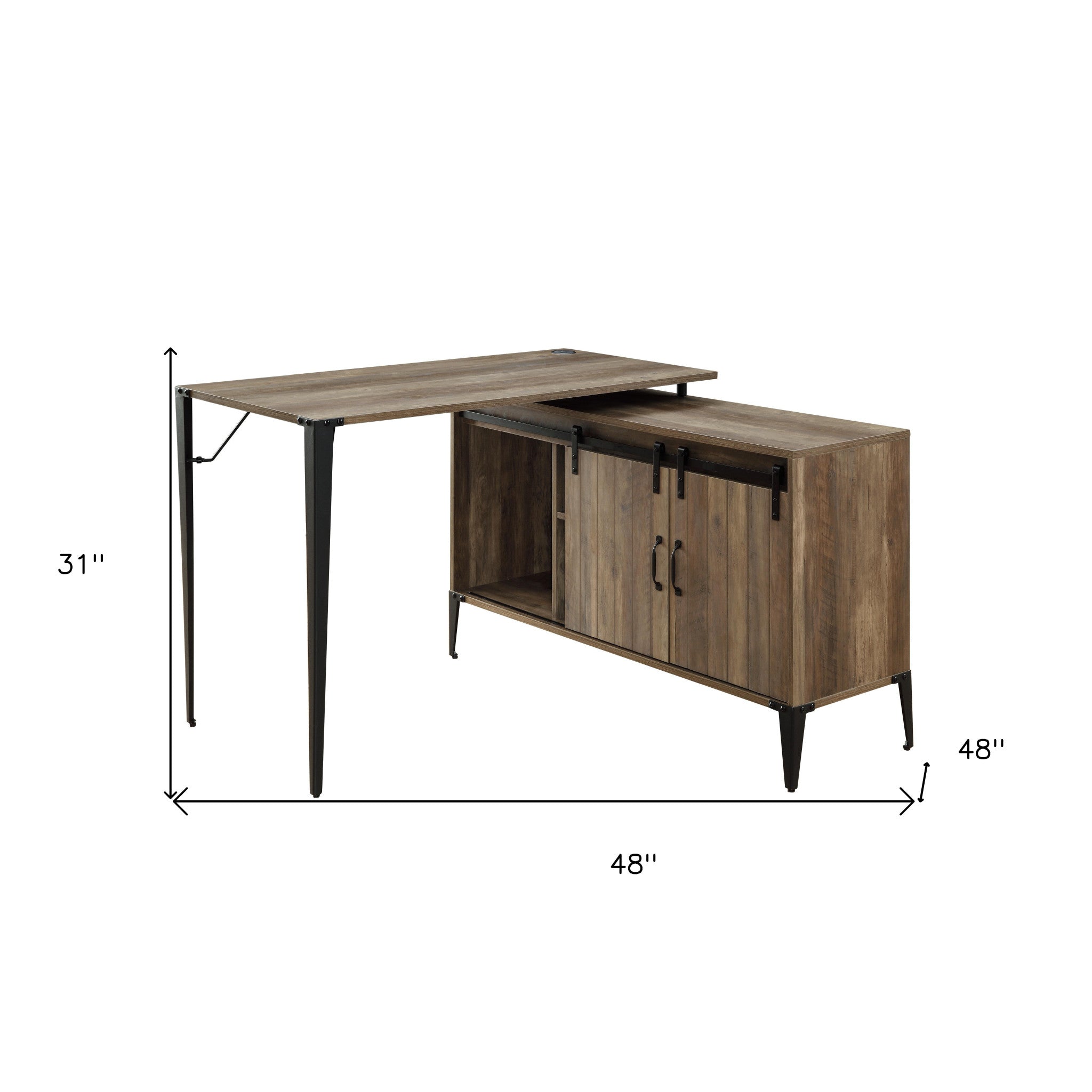 48" Brown and Black L Shape Writing Desk