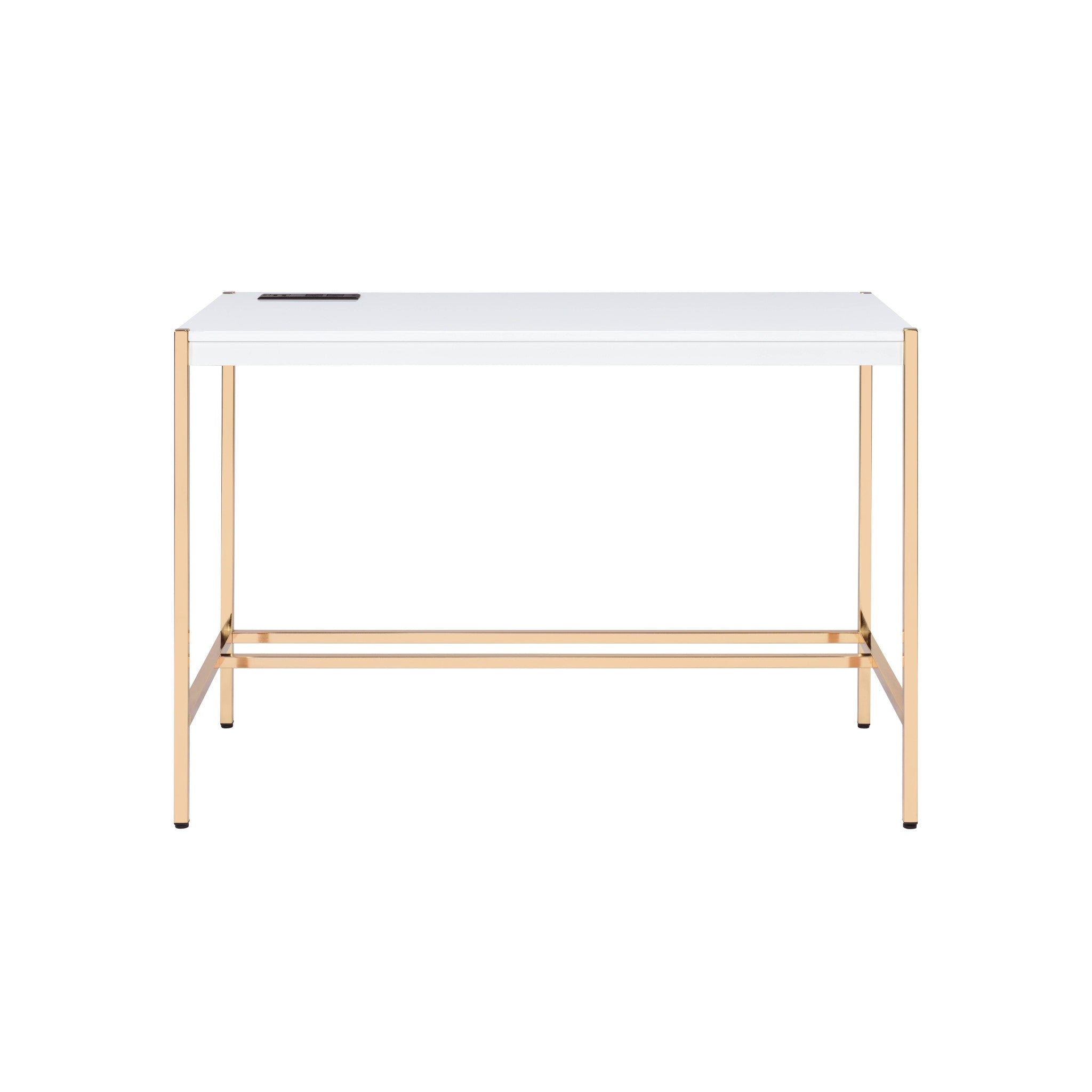 42" White and Gold Writing Desk