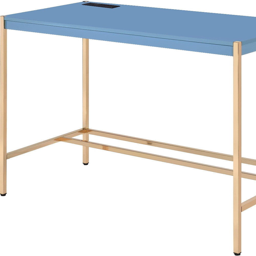 42" Navy Blue and Gold Writing Desk