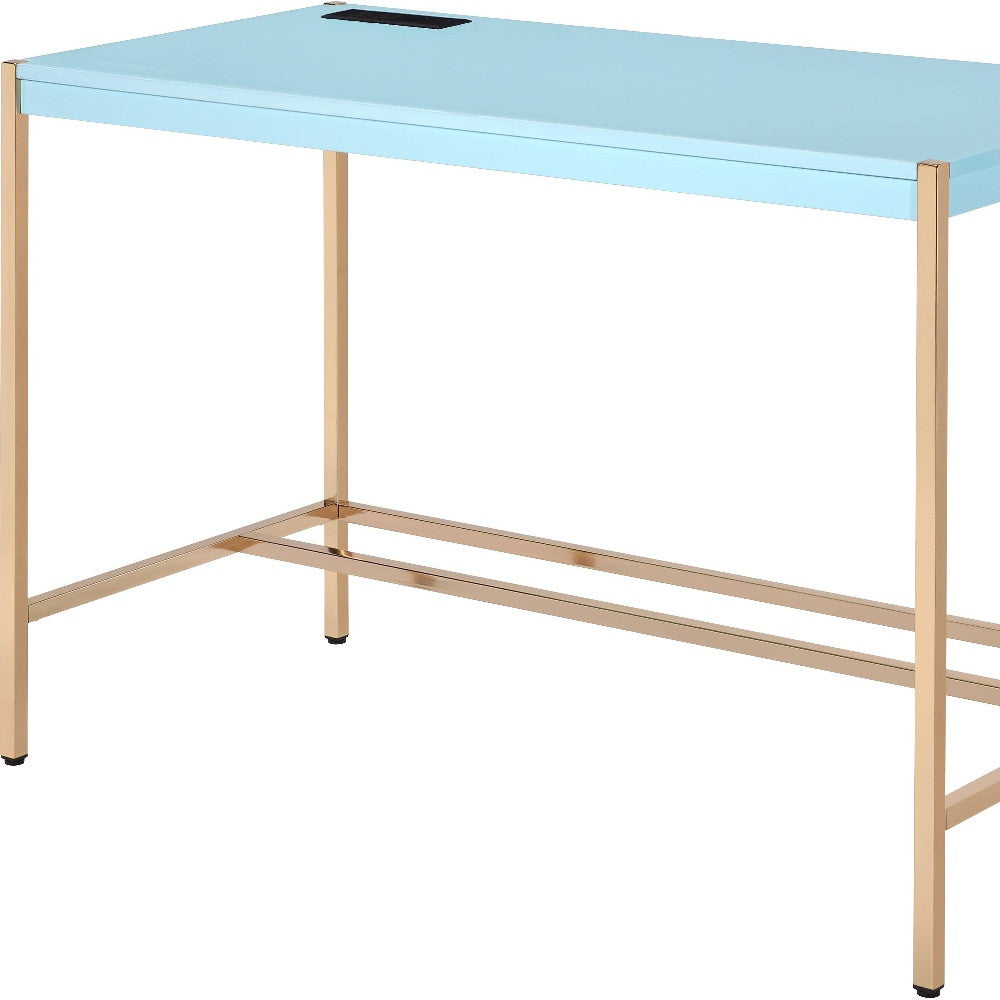 42" Baby Blue and Gold Writing Desk