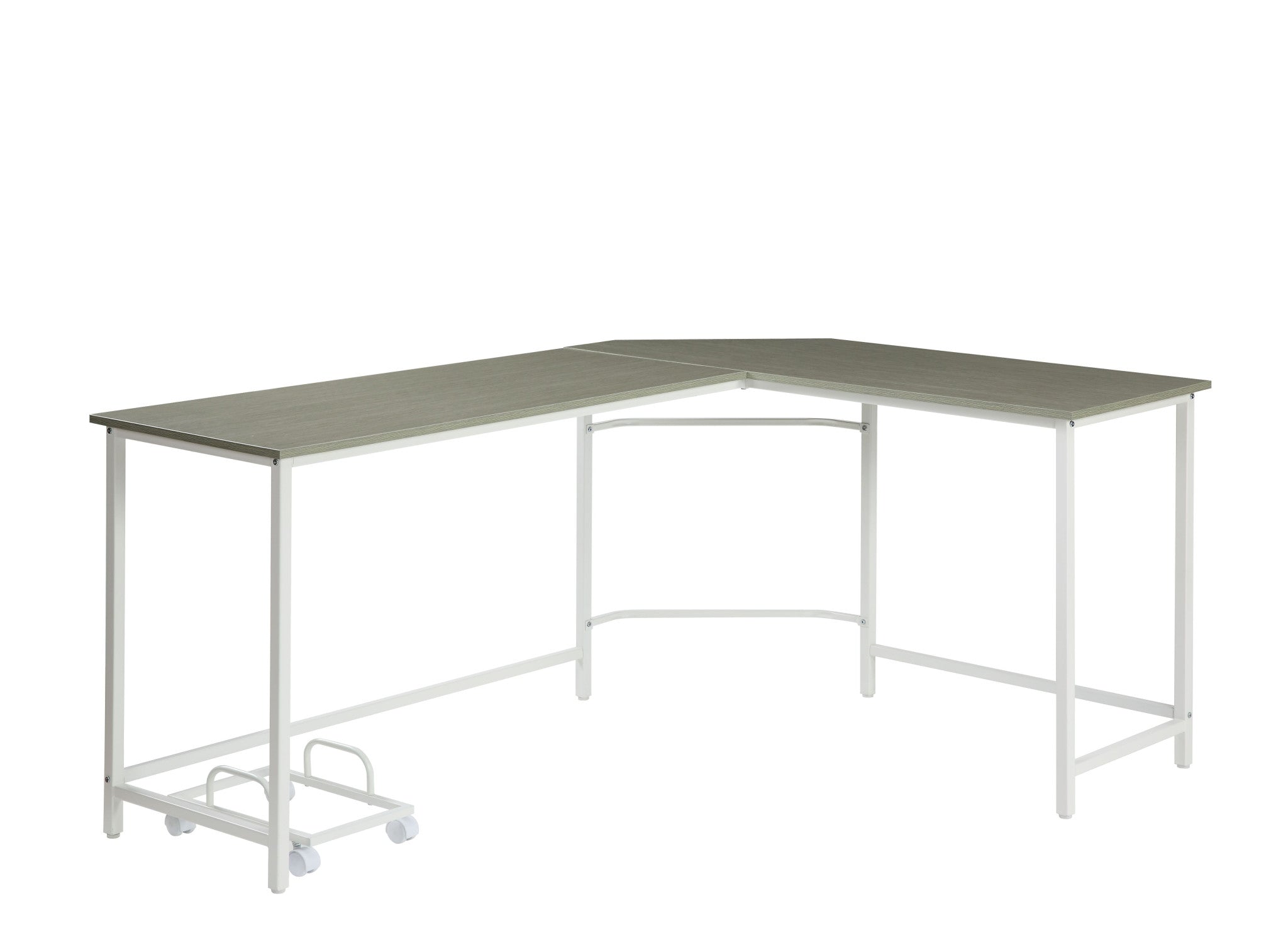 66" Gray and White L Shape Computer Desk