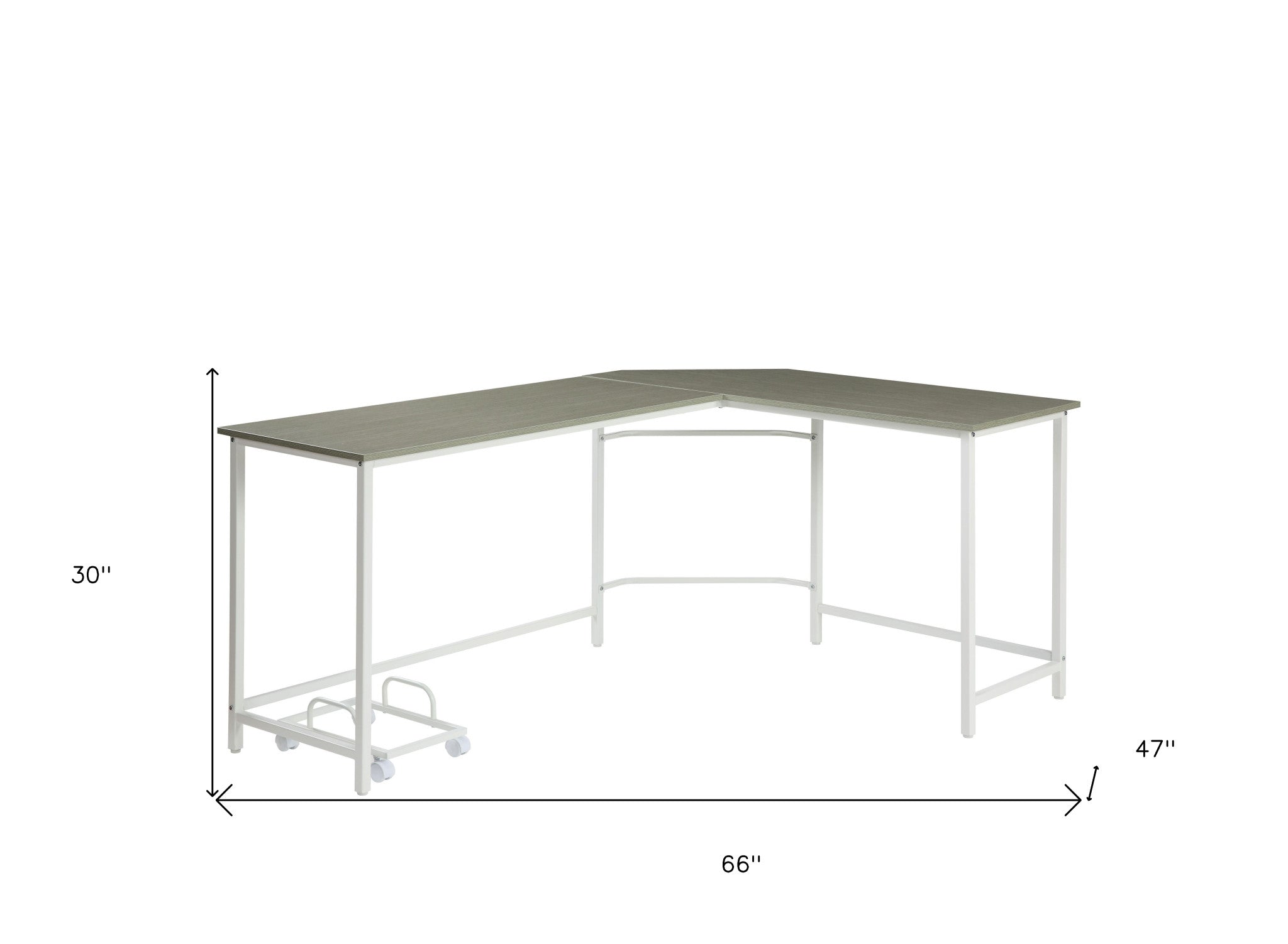 66" Gray and White L Shape Computer Desk