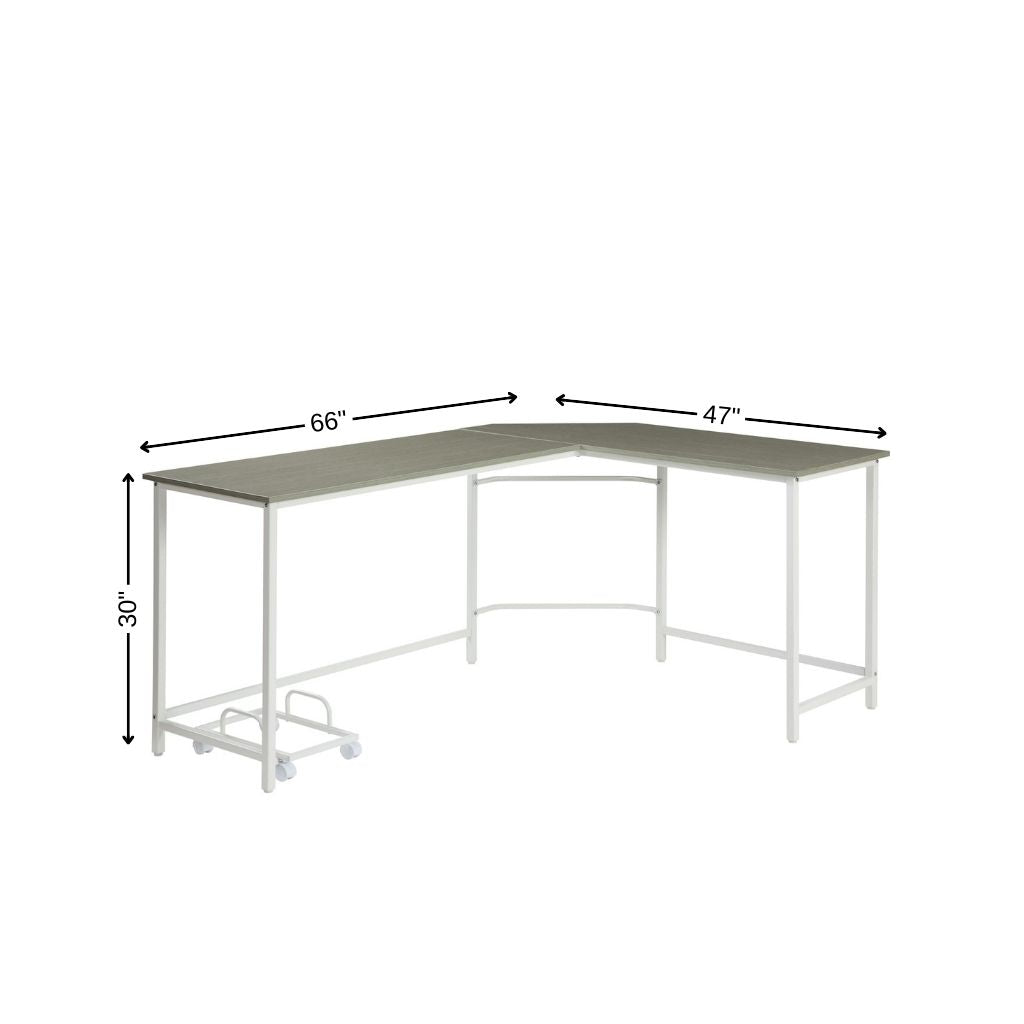 66" Gray and White L Shape Computer Desk