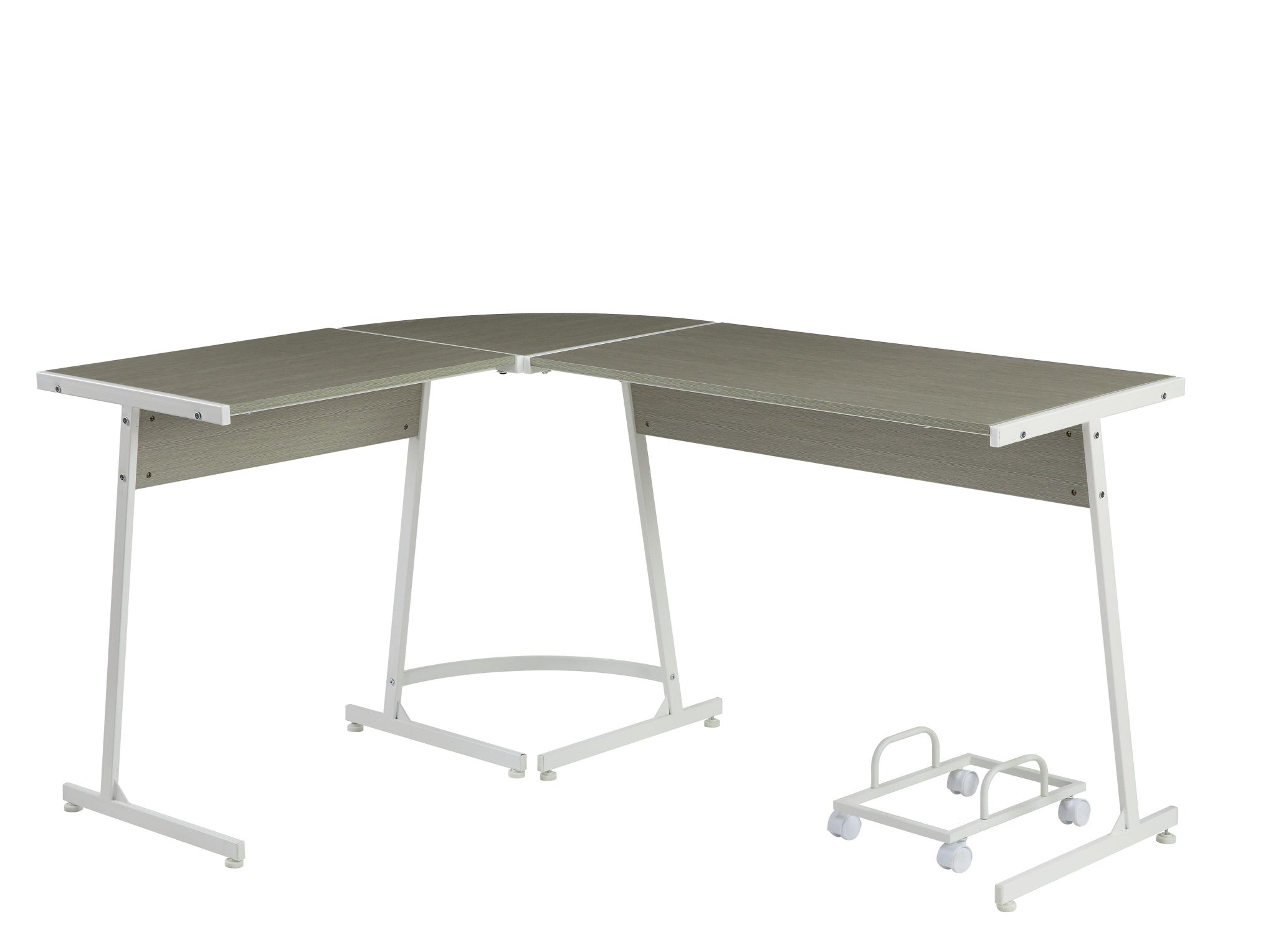 58" Gray and White L Shape Computer Desk