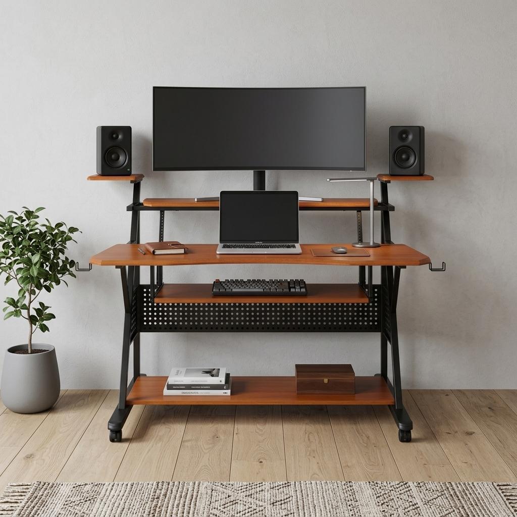 67" Brown and Black Music Desk