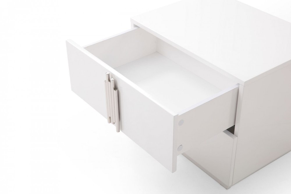 19" White Two Drawer Nightstand