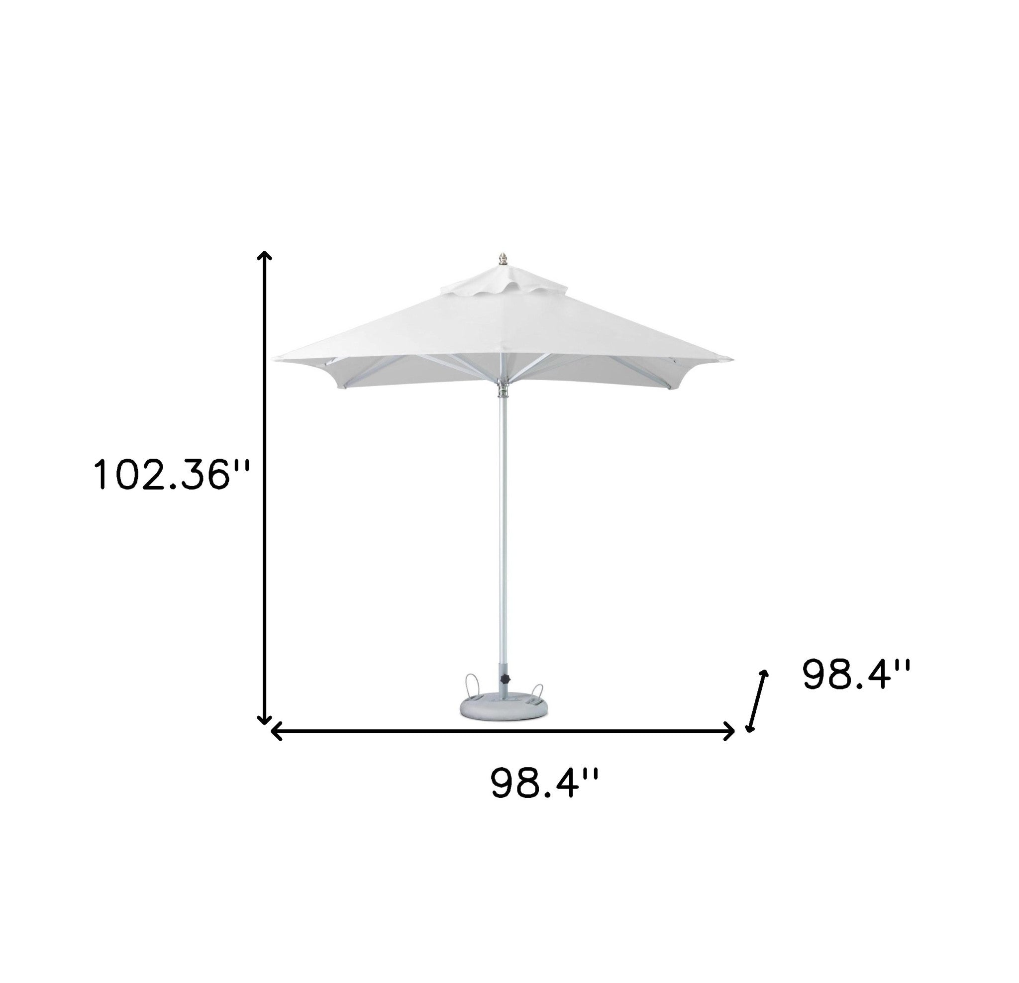 8' White Polyester Square Market Patio Umbrella