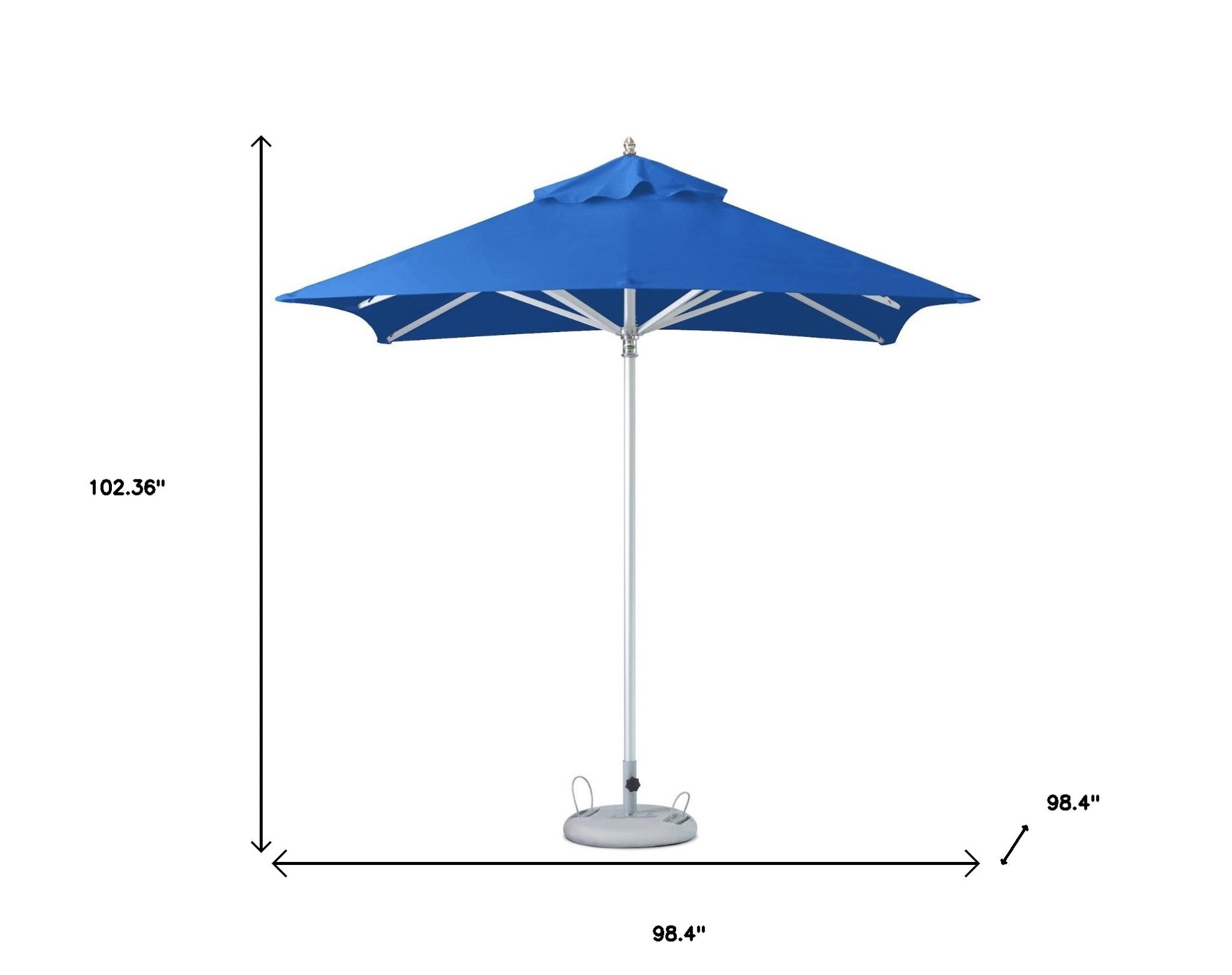 8' Blue Polyester Square Market Patio Umbrella