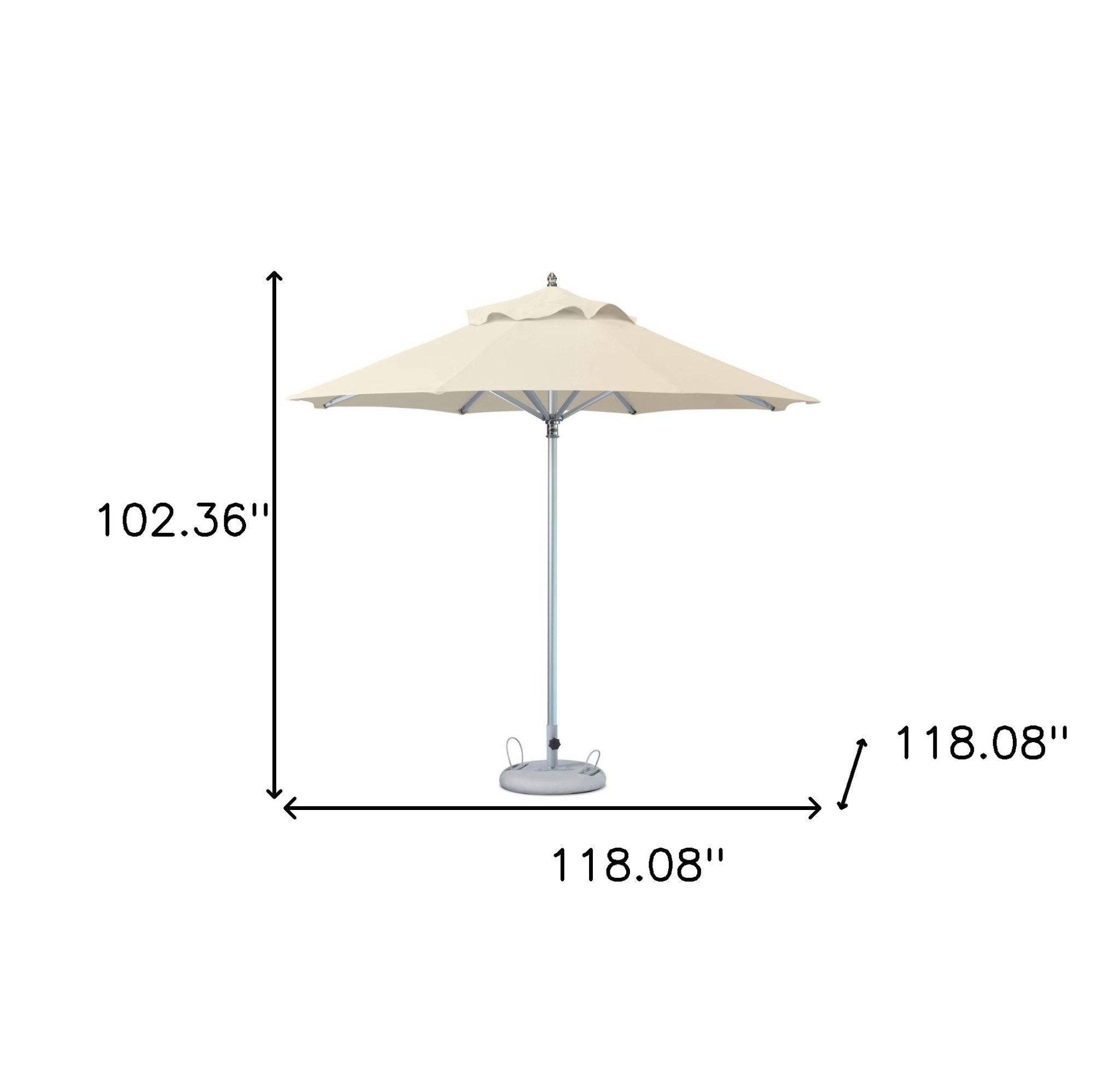 10' Ecru Polyester Round Tilt Cantilever Patio Umbrella with Stand