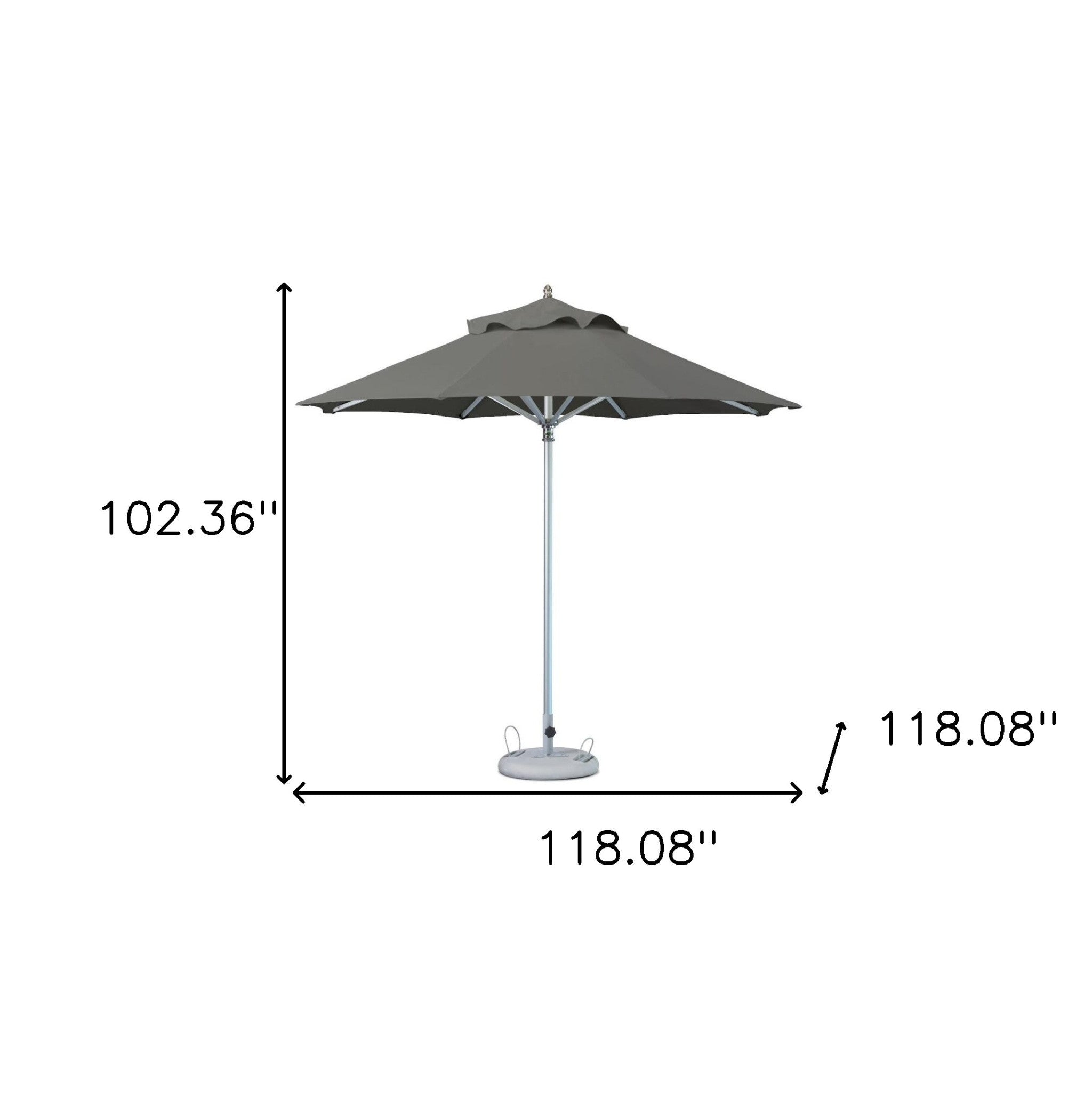 10' Charcoal Polyester Round Tilt Cantilever Patio Umbrella with Stand