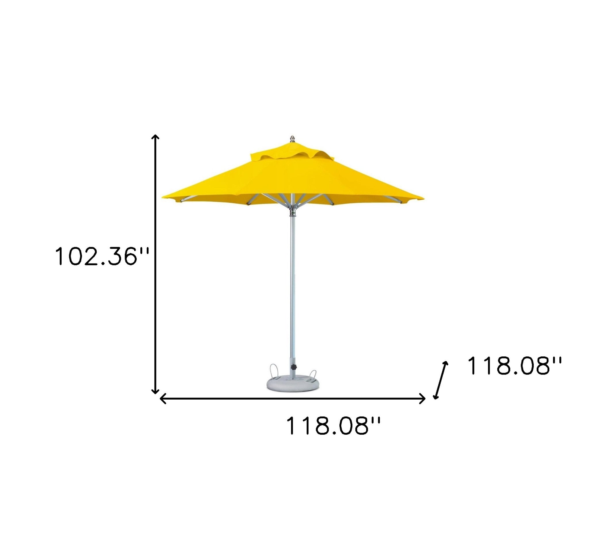 10' Yellow Polyester Round Market Patio Umbrella